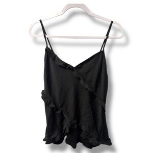 Melrose and Market Elegant Black Ruffle Tank Camisole NWT